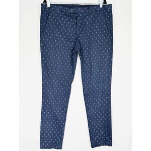 Atelier Pants Mens 37x31* Blue Anchor Print Chino‎ Straight Leg Preppy Nautical